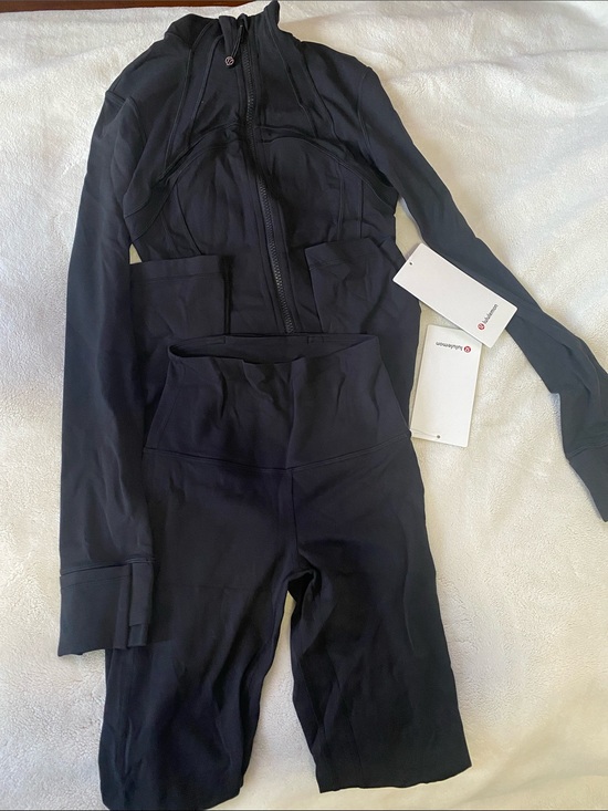 lululemon athletica Jackets & Blazers - lululemon athletica Black Zip-Up Jacket and High-Waist Cropped Leggings Set